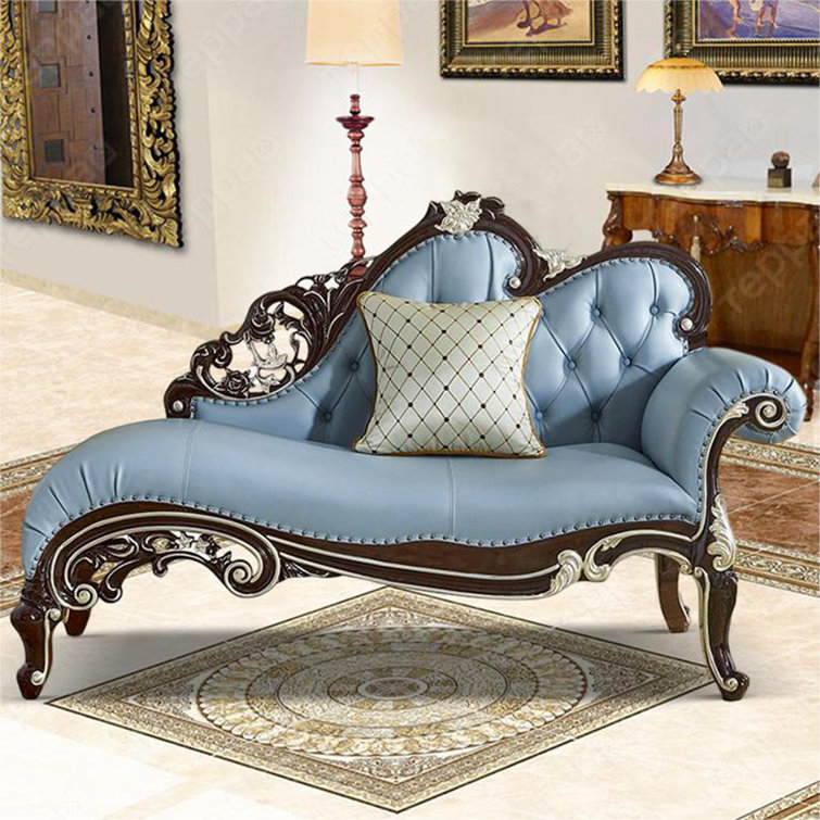 Blue leather chaise lounge new arrivals